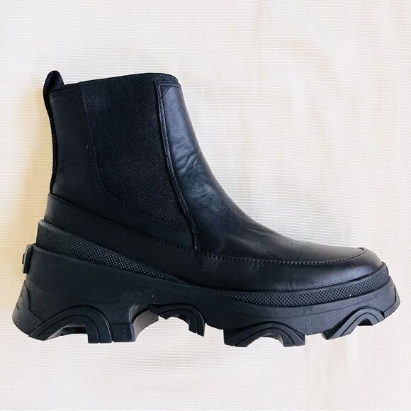 Sorel Womens Ankle Boot Chelsea Leather Waterproof Black Platform Chunky New 9.5 - Picture 3 of 8